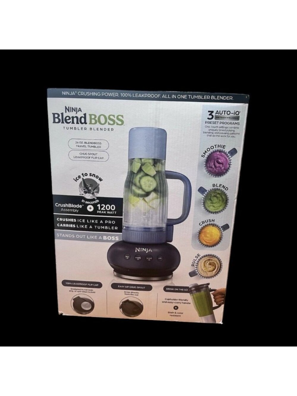 Ninja Blend Boss Tumbler Blender with 26oz Travel Tumbler Cyberspace (Gray) New